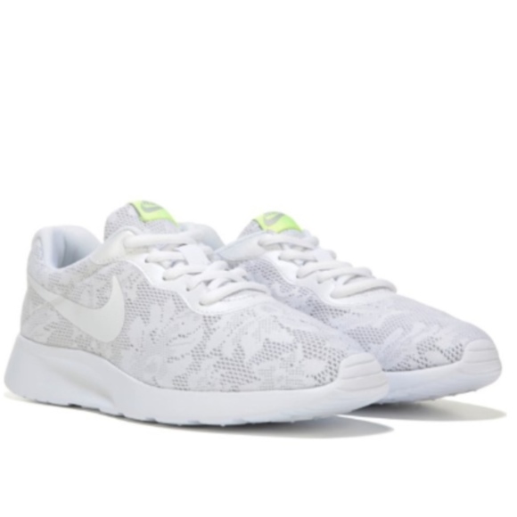 white floral nike shoes